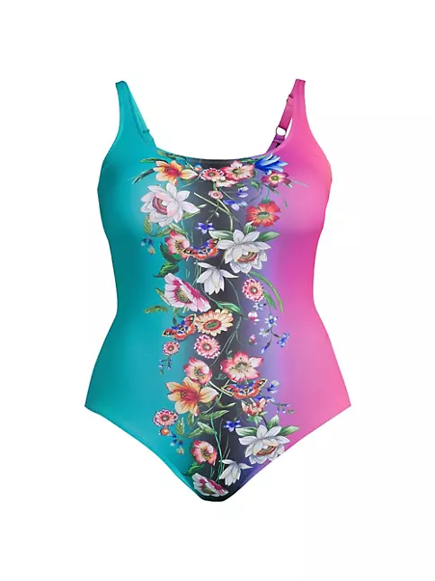 Shop Johnny Was Plus Size Colorblocked Floral Tank One-Piece | Saks ...