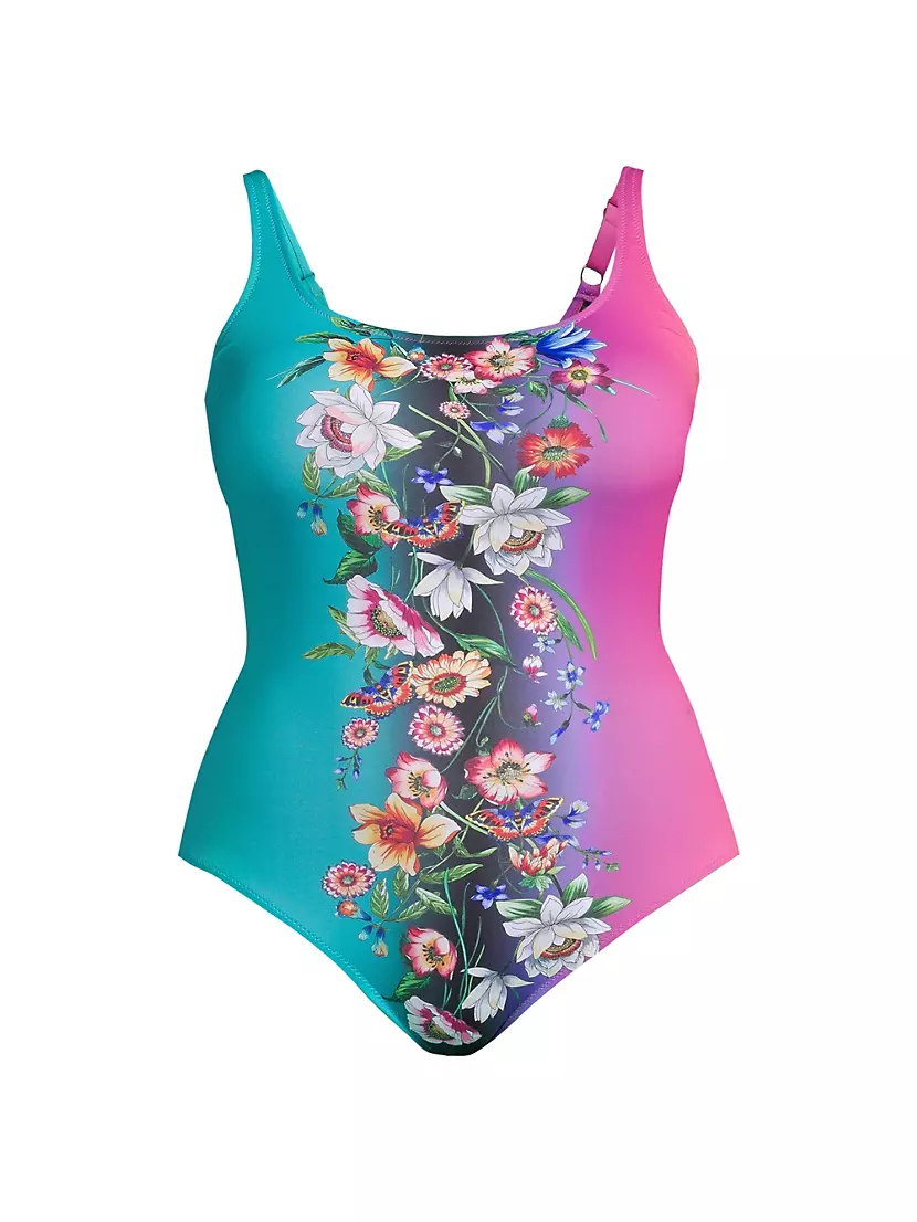 Shop Johnny Was Plus Size Colorblocked Floral Tank One-Piece | Saks ...