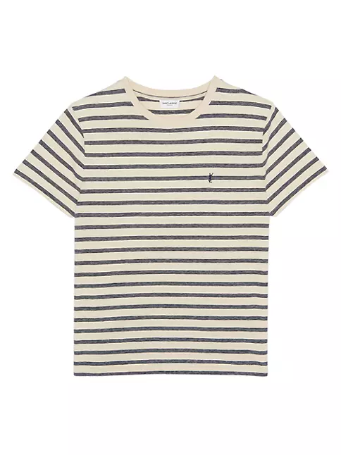 Shop Saint Laurent Striped Cassandre T-Shirt in Jersey | Saks Fifth Avenue