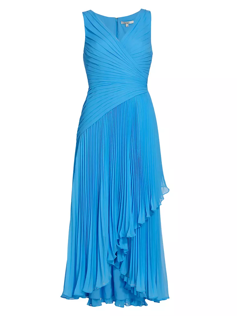 Shop Badgley Mischka Pleated Tulip Midi-Dress | Saks Fifth Avenue