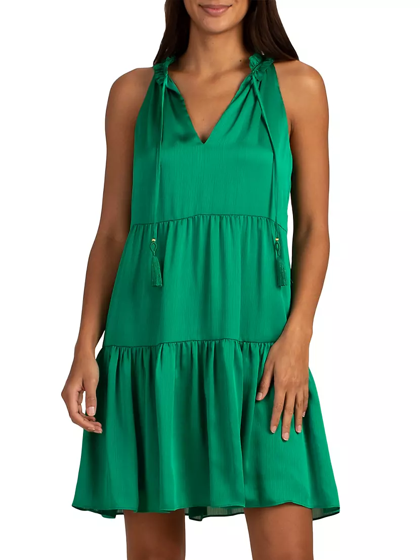 Shop Trina Turk Embrace Tiered Satin Dress | Saks Fifth Avenue