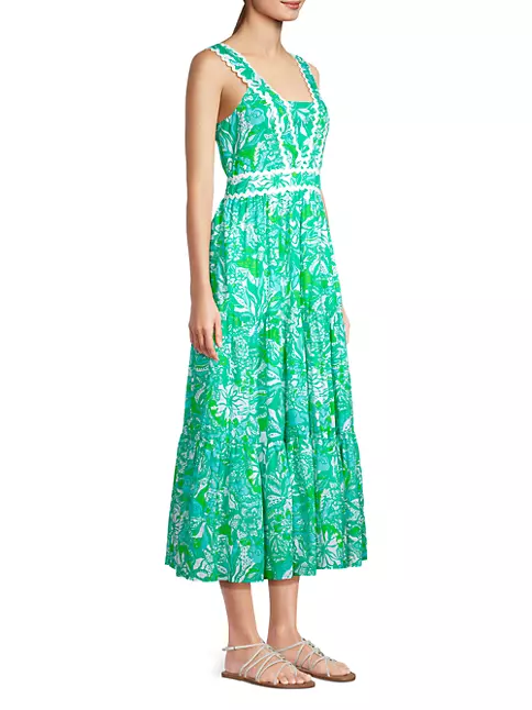 Shop Lilly Pulitzer Pollie Floral Cotton Midi Dress Saks Fifth Avenue