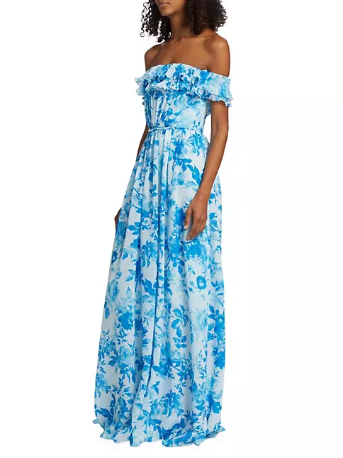 Shop ML Monique Lhuillier Adeline Floral Chiffon Maxi Dress | Saks ...