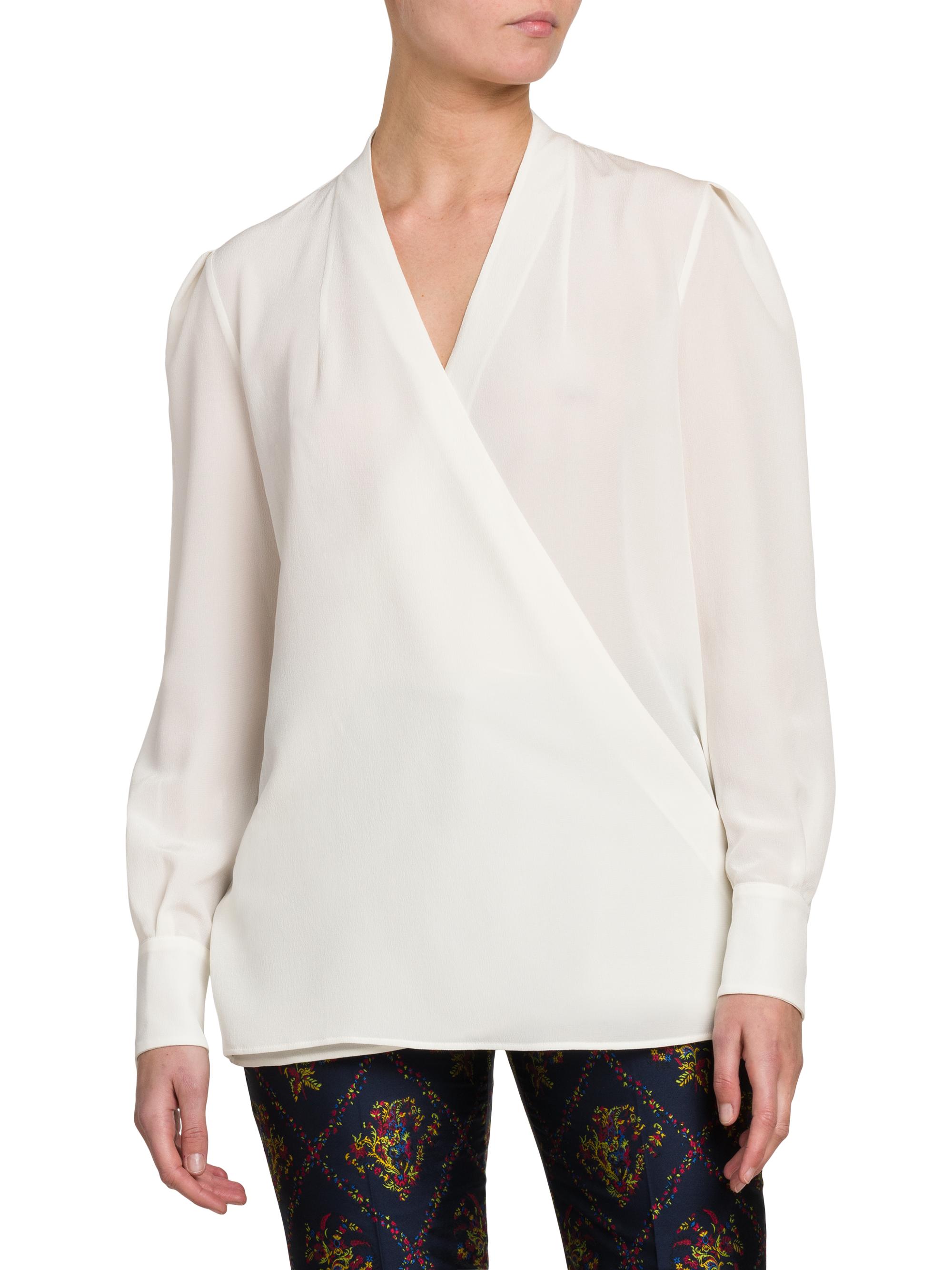Navy Silk Chiffon Wrap Top main image 1