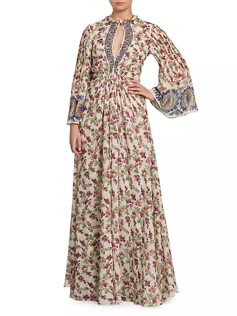 Shop Etro Berry Print Silk Kimono Gown | Saks Fifth Avenue