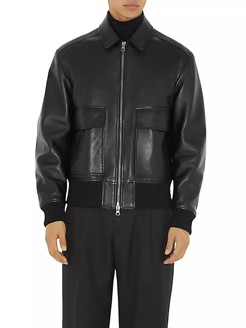 Shop Burberry Wivelsfield Leather Bomber Jacket | Saks Fifth Avenue