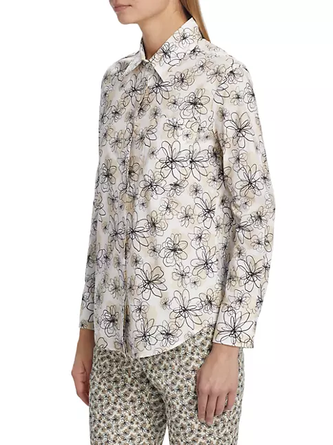Shop Piazza Sempione Floral Poplin Shirt | Saks Fifth Avenue