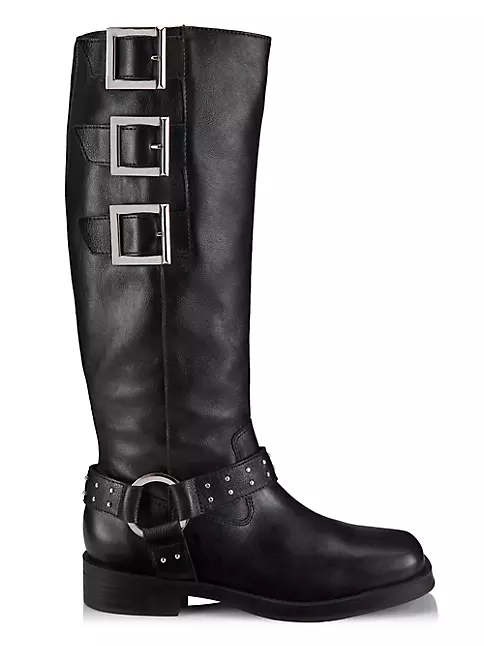 Shop Schutz Luccia Leather Buckled Boots | Saks Fifth Avenue