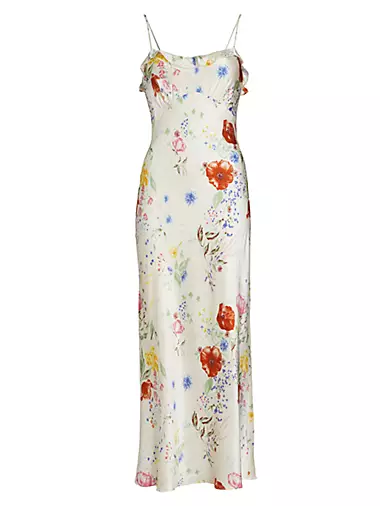 Aribella Floral Silk Midi-Dress