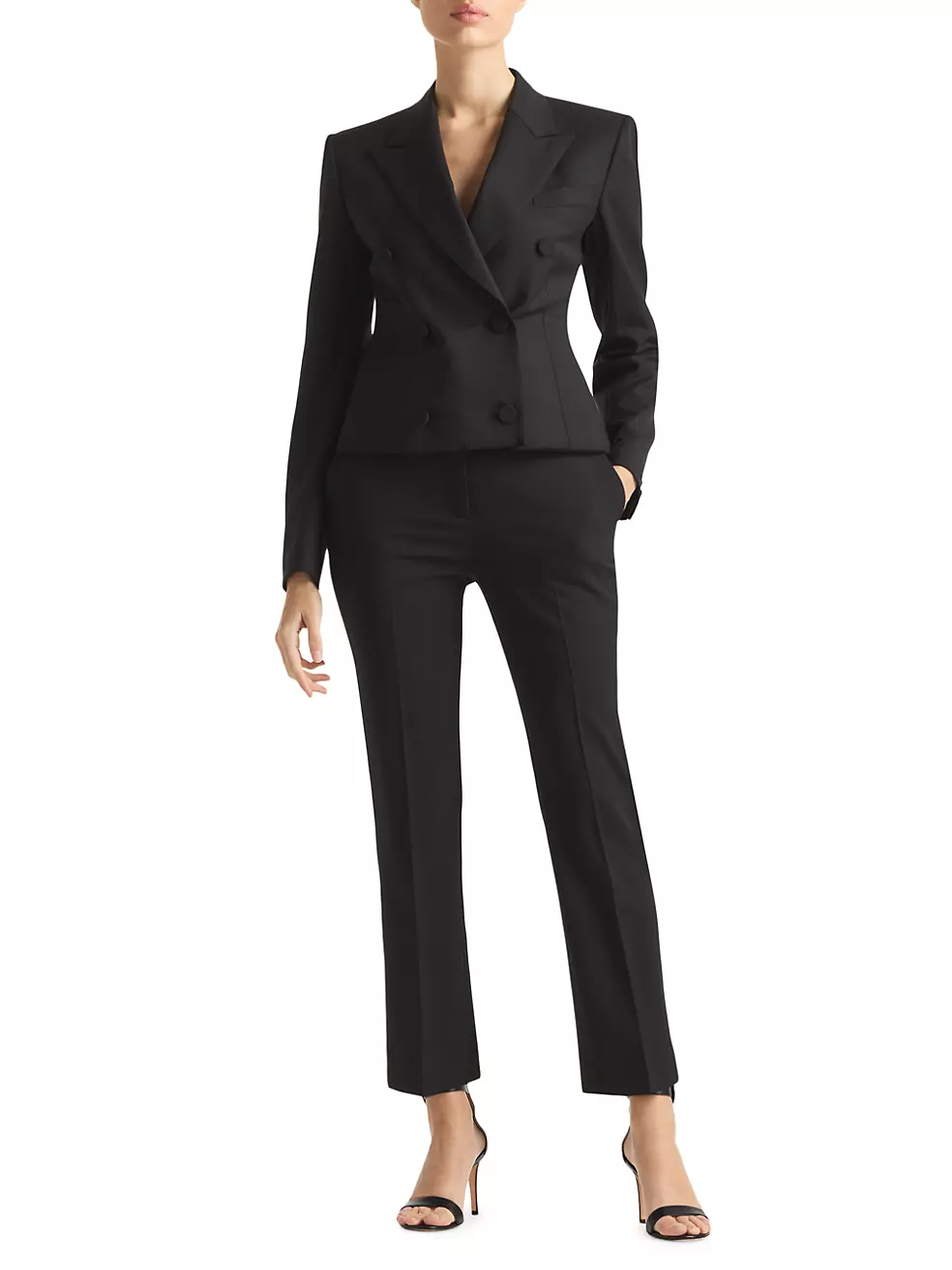 Shop St. John Double-Breasted Stretch Wool Jacket | Saks Fifth Avenue