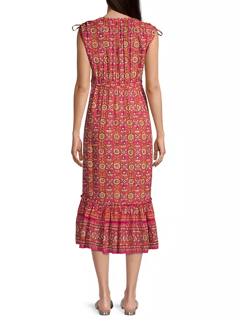 Shop Veronica Beard Arjuna Floral Midi-Dress | Saks Fifth Avenue