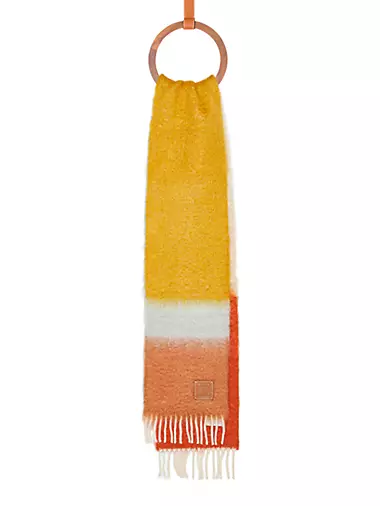 Striped Wool & Leather Scarf