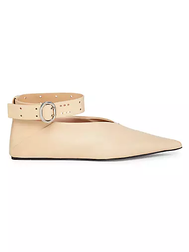 Leather Ankle-Strap Flats