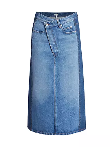 Trompe L'Oeil Denim Midi-Skirt