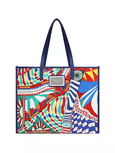 Carretto Print Canvas Shopper Tote Bag