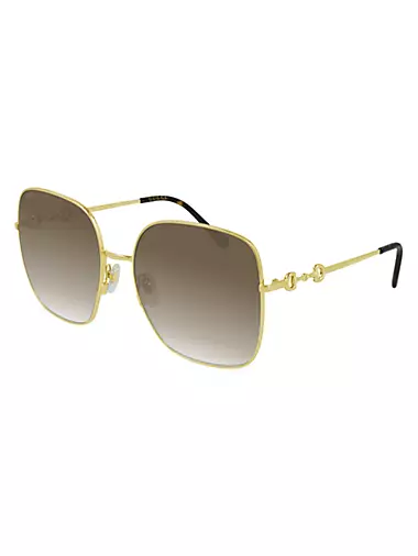 Horsebit 61MM Rectangular Sunglasses