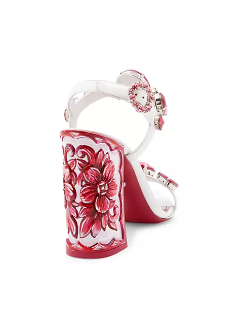 Shop Dolce&Gabbana 105MM Jewelled Floral Sandals | Saks Fifth Avenue