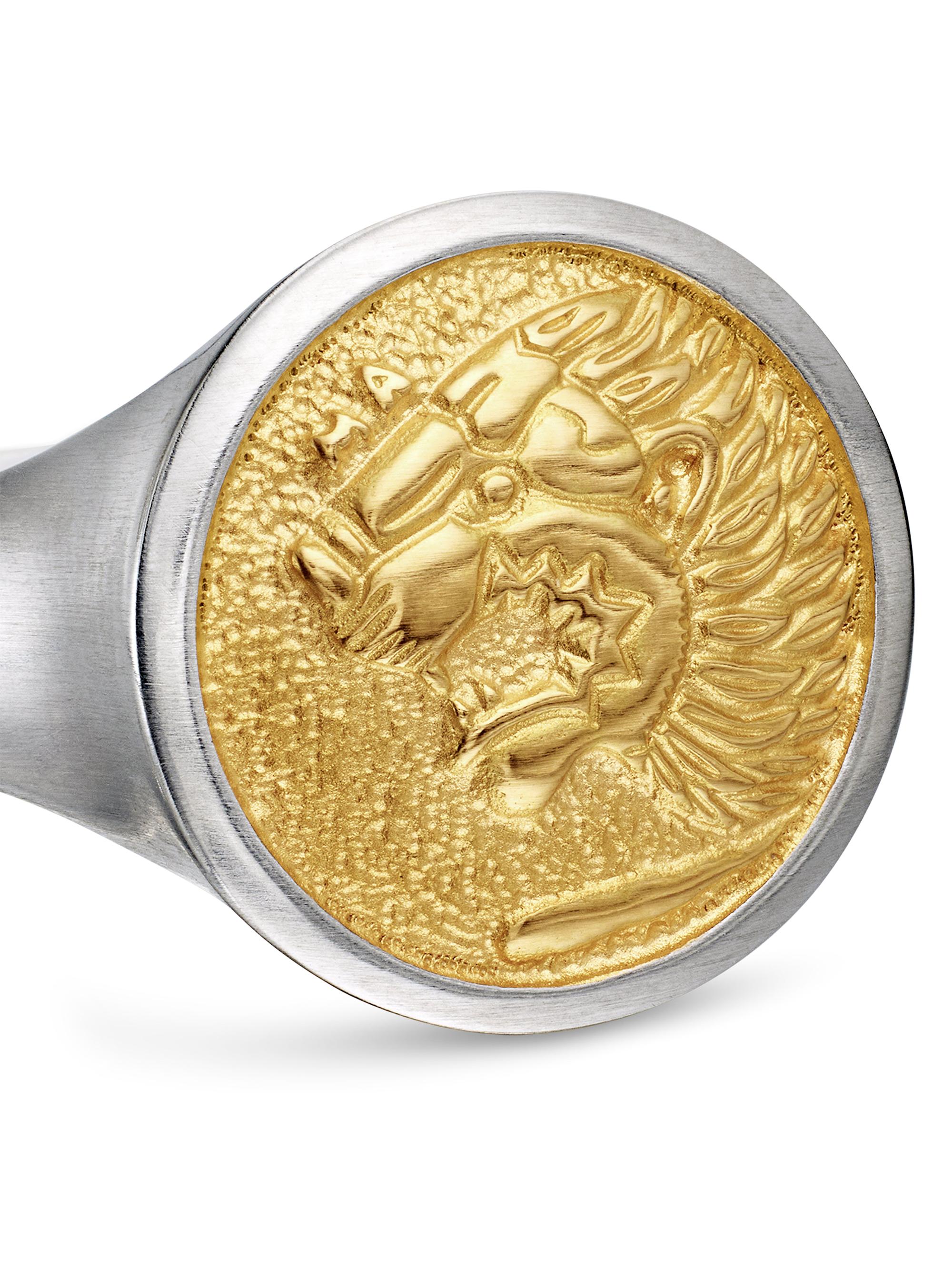 Shop David Yurman Petrvs® Lion Pinky Ring with 18K Yellow Gold Saks