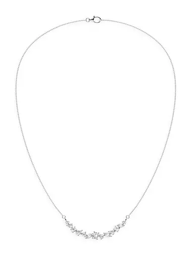 14K White Gold & 1.5 TCW Diamonds Bar Pendant Necklace