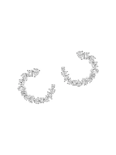 14K White Gold & 2.5 TCW Diamond Hoop Earrings