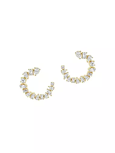 14K Yellow Gold & 2.5 TCW Diamonds Hoop Earrings
