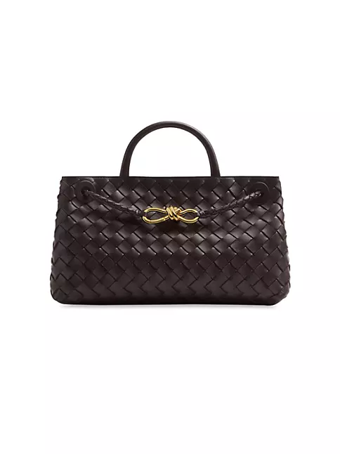 Shop Bottega Veneta Small Andiamo Intrecciato Leather Top-Handle Bag ...