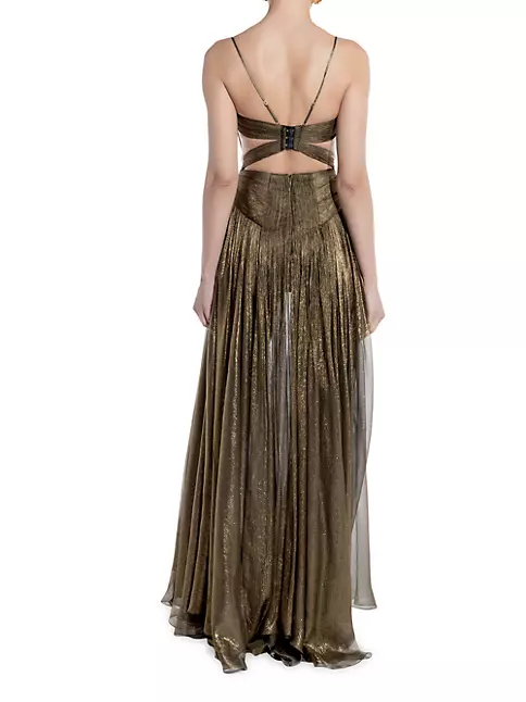 Shop Maria Lucia Hohan Allar Metallic Strappy-Back Gown | Saks Fifth Avenue