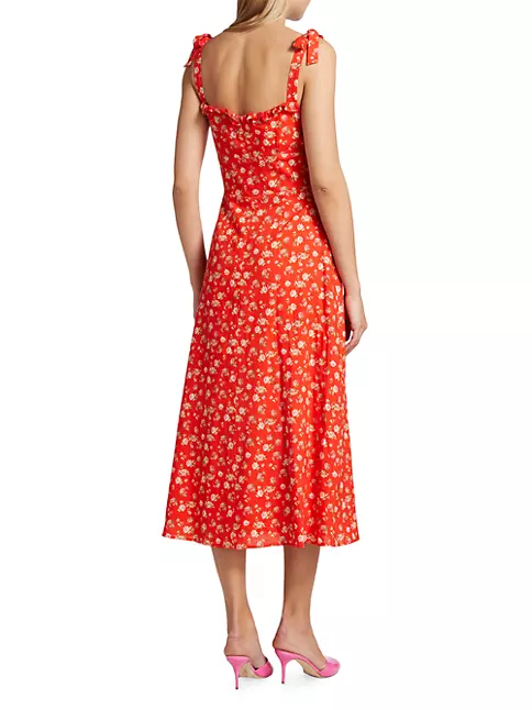 Shop Wayf Fleur Linen-Blend Midi Dress | Saks Fifth Avenue