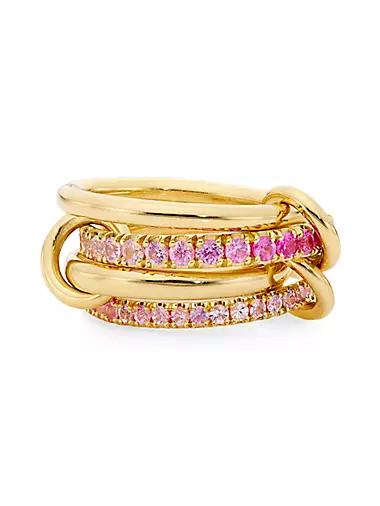 Saks Ombré Exclusive 18K Yellow Gold & Pink Sapphire Linked Rings