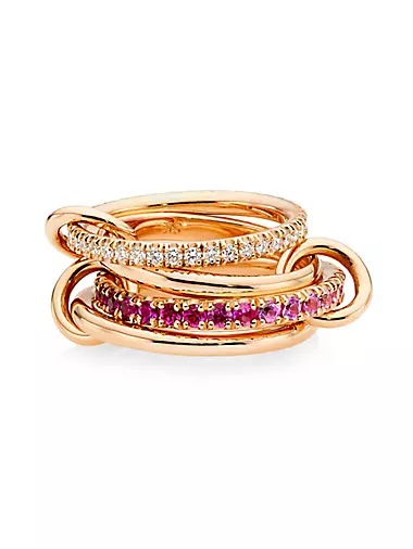 Saks Ombré Exclusive 18K Rose Gold, 1.85 TCW Diamond & Pink Sapphire Linked Rings