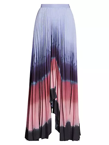 Lemnos Pleated Satin Maxi Skirt
