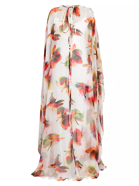 Shop Alexander McQueen Sheer Floral-Silk Gown | Saks Fifth Avenue