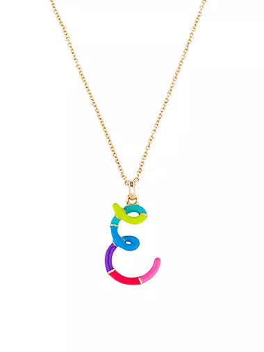 Save The Colors 9K Gold & Rainbow Enamel Letter Necklace