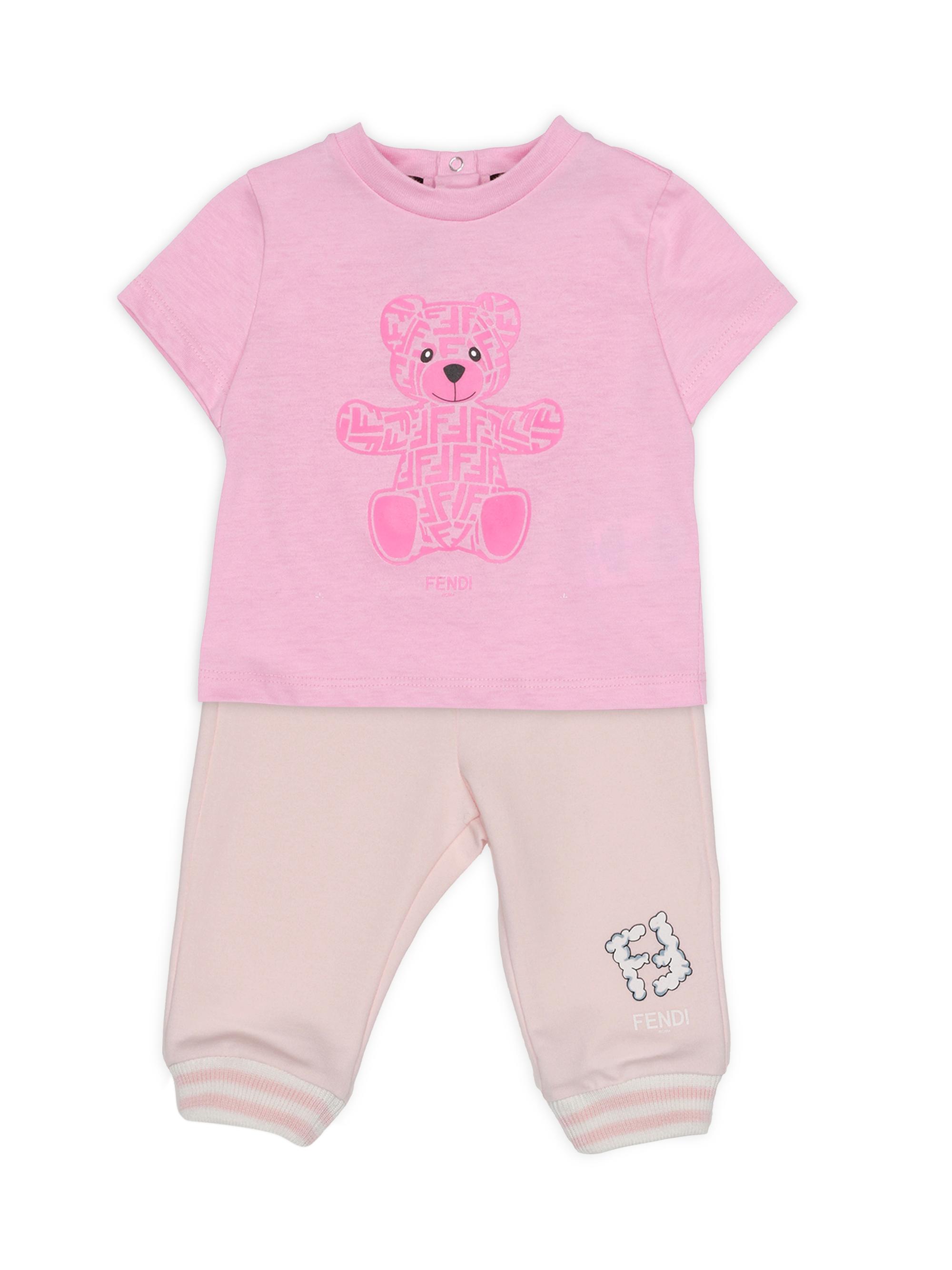 Fendi Baby Girls Bear Pocket T-Shirt in Pink
