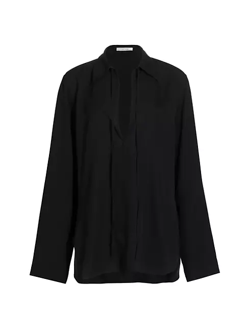 Shop The Row Malon Keyhole Silk Shirt | Saks Fifth Avenue