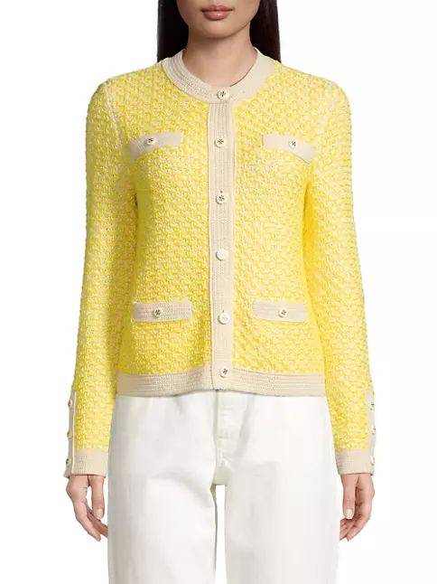 Shop Tory Burch Kendra Linen Tweed Cardigan | Saks Fifth Avenue