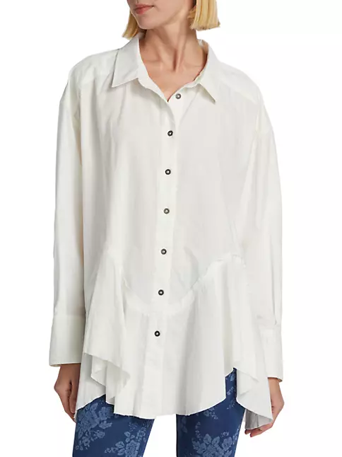 Shop Free People Freya Oversized Cotton Poplin Button-Front Shirt ...