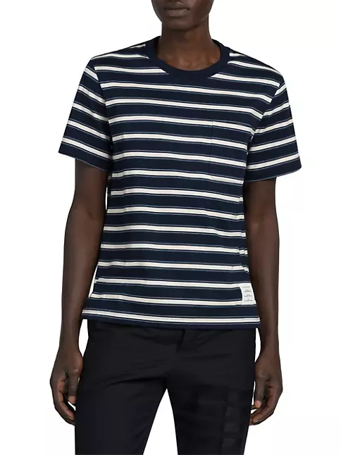 Shop Thom Browne Striped Crewneck T-Shirt | Saks Fifth Avenue