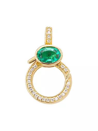 14K Yellow Gold, Emerald & 0.16 TCW Lobster Clasp Pendant