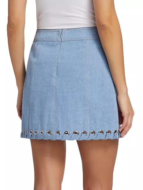 Shop Veronica Beard Davey Grommet Denim Miniskirt | Saks Fifth Avenue