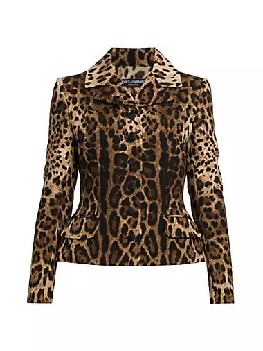 Leopard-Print Peplum Jacket