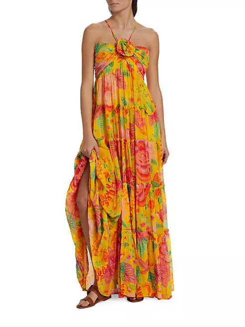 Shop Farm Rio Macaw Bloom Rosette Maxi Dress | Saks Fifth Avenue