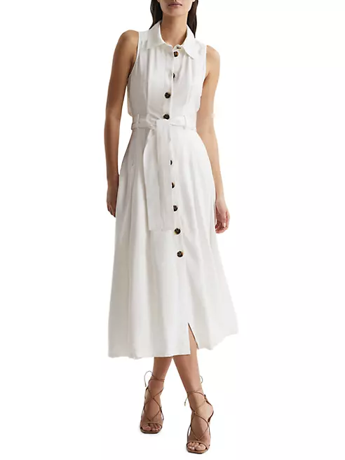 Shop Reiss Milena Sleeveless Belted Shirtdress | Saks Fifth Avenue