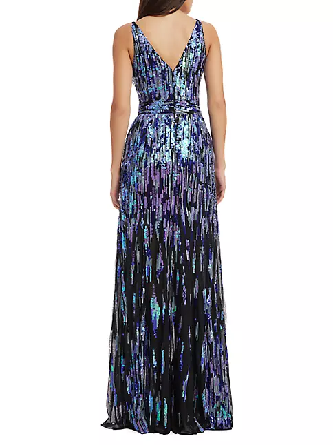 Shop Dress The Population Samira Fit-&-Flare Sequin Gown | Saks Fifth ...