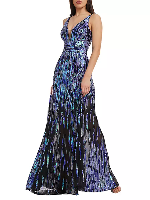 Shop Dress The Population Samira Fit-&-Flare Sequin Gown | Saks Fifth ...