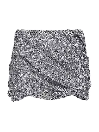 Ruched Metallic Miniskirt