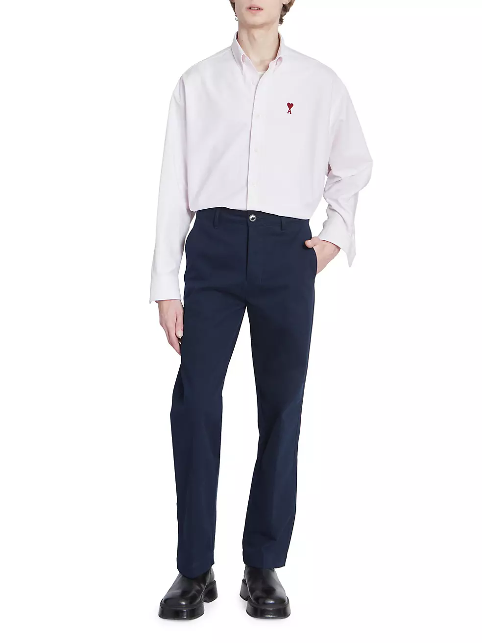 Shop AMI Paris Straight-Fit Cotton Trousers | Saks Fifth Avenue