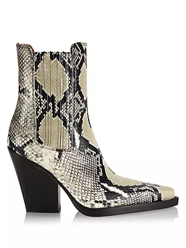 Dallas Snake-Embossed Leather Ankle Boots