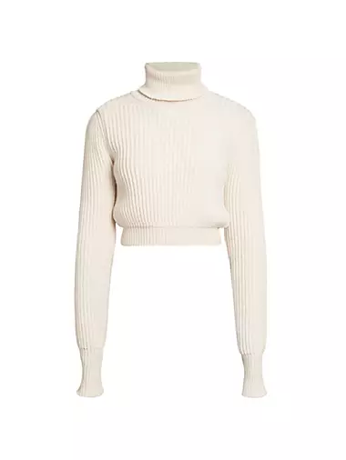 Cropped Wool Turtleneck Sweater