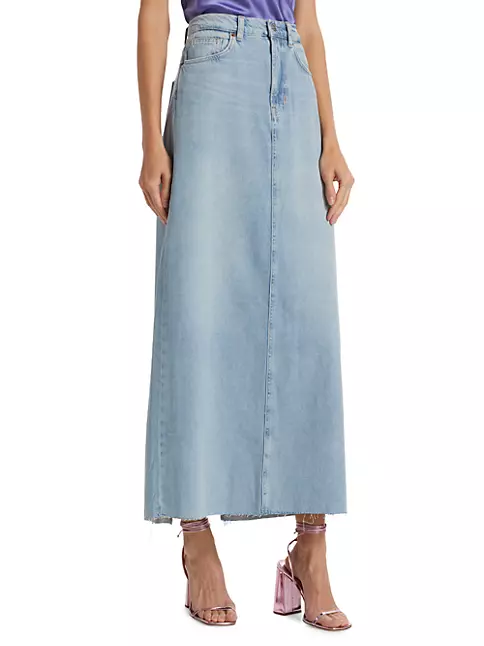 Shop Reformation Kass Raw Denim Maxi Skirt | Saks Fifth Avenue